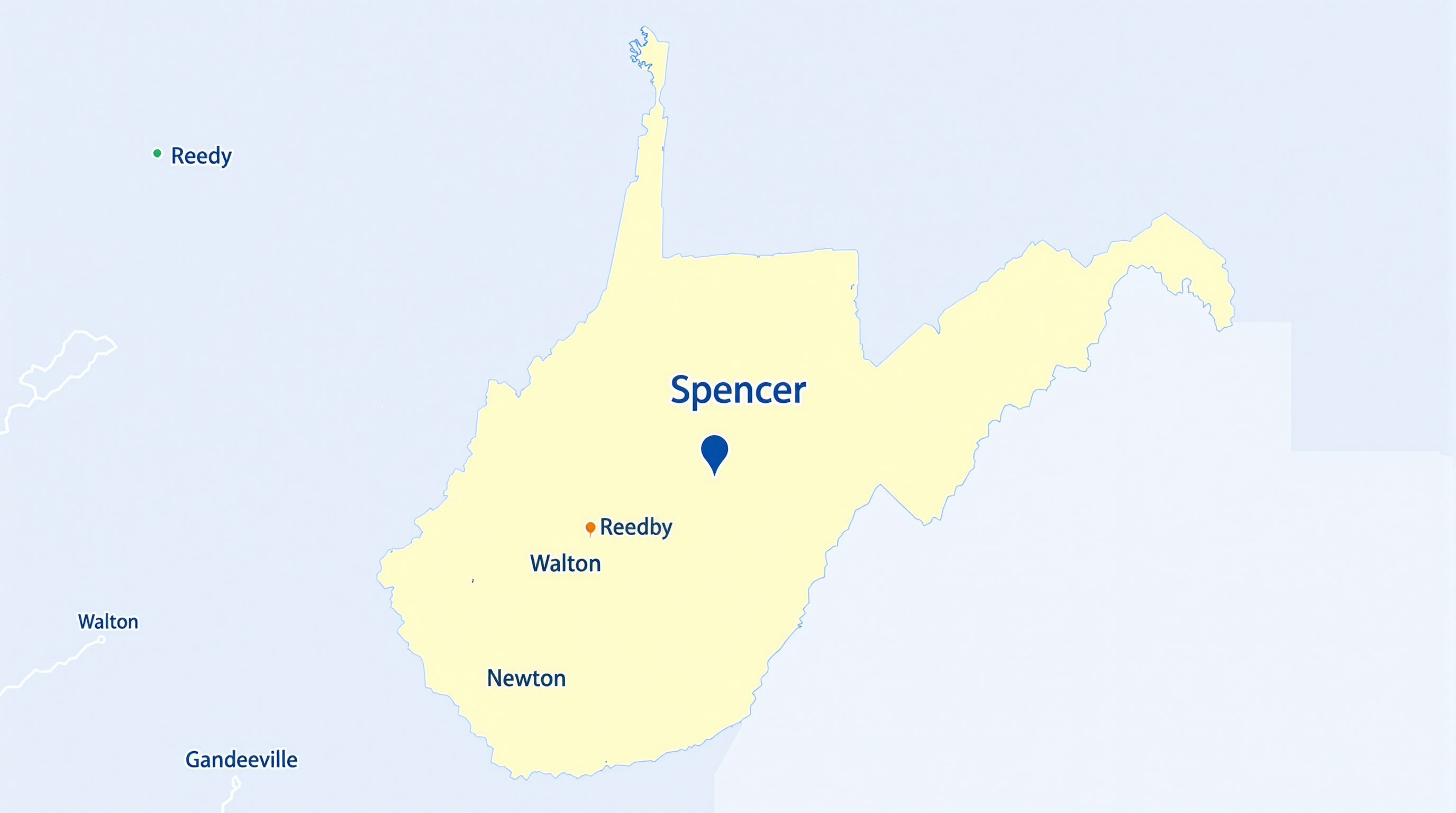Map of Spencer and Roane County service area